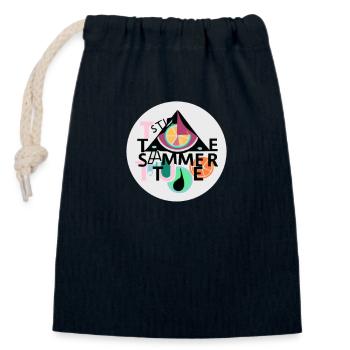 Summertime, positive holiday mood - Closable cotton gift bag (14x20cm) - navy - Front