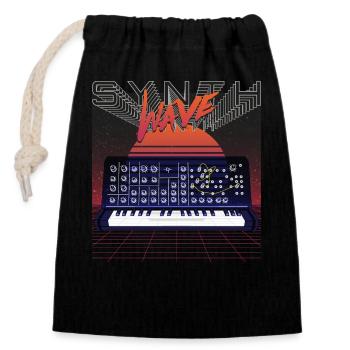Synthétiseur, Studio d’enregistrement, Forme d’onde, Synthèse, Electro - Sac cadeau en coton avec cordon (14 x 20 cm) - noir - Devant