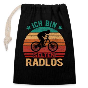 Selten Radlos Fahrrad Radsport Fahrradfahrer Bike - Verschließbarer Geschenkbeutel aus Baumwolle (14x20cm) - Schwarz - Vorne