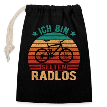 Selten Radlos Fahrrad Radsport Fahrradfahrer Bike - Verschließbarer Geschenkbeutel aus Baumwolle (14x20cm) - Schwarz - Vorne