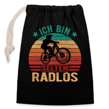 Selten Radlos Fahrrad Radsport Fahrradfahrer Bike - Verschließbarer Geschenkbeutel aus Baumwolle (14x20cm) - Schwarz - Vorne