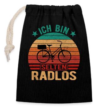 Selten Radlos Fahrrad Radsport Fahrradfahrer Bike - Verschließbarer Geschenkbeutel aus Baumwolle (14x20cm) - Schwarz - Vorne