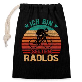 Selten Radlos Fahrrad Radsport Fahrradfahrer Bike - Verschließbarer Geschenkbeutel aus Baumwolle (14x20cm) - Schwarz - Vorne