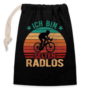 Selten Radlos Fahrrad Radsport Fahrradfahrer Bike - Verschließbarer Geschenkbeutel aus Baumwolle (14x20cm) - Schwarz - Vorne