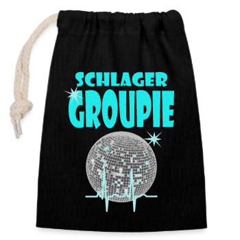 SCHLAGERGROUPIE türkis - Verschließbarer Geschenkbeutel aus Baumwolle (14x20cm) - Schwarz - Vorne