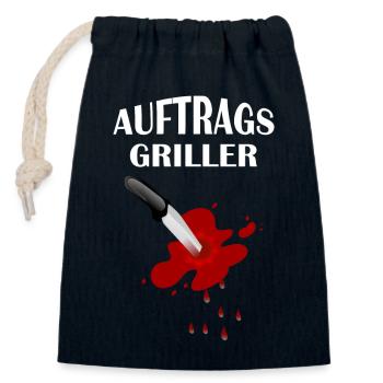 AUFTRAGSGRILLER - Verschließbarer Geschenkbeutel aus Baumwolle (14x20cm) - Navy - Vorne