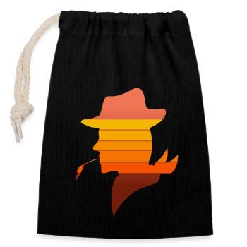 Background profile N°1 - Closable cotton gift bag (14x20cm) - black - Front
