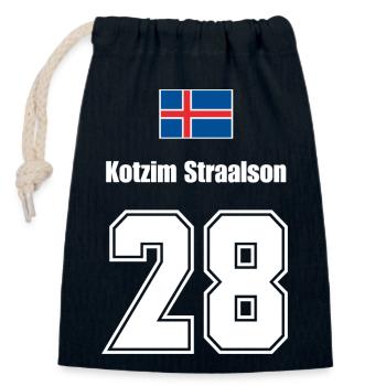 Island Trikot Nr.28 - Verschließbarer Geschenkbeutel aus Baumwolle (14x20cm) - Navy - Vorne