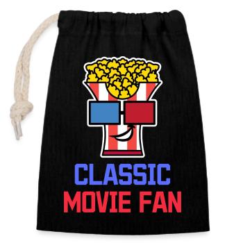 Popcorn Statement Cinéma Night Movies Binge Watching - Sac cadeau en coton avec cordon (14 x 20 cm) - noir - Devant