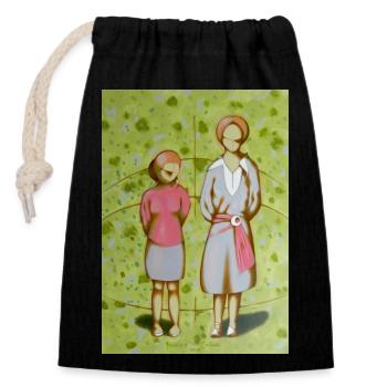 Sisters - Closable cotton gift bag (14x20cm) - black - Front