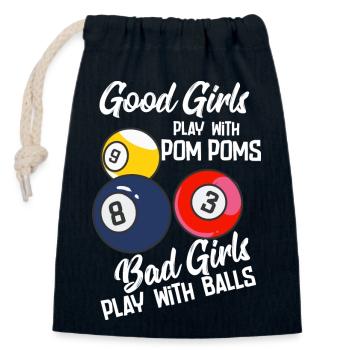 Good Girls Play With Pom Poms - Verschließbarer Geschenkbeutel aus Baumwolle (14x20cm) - Navy - Vorne