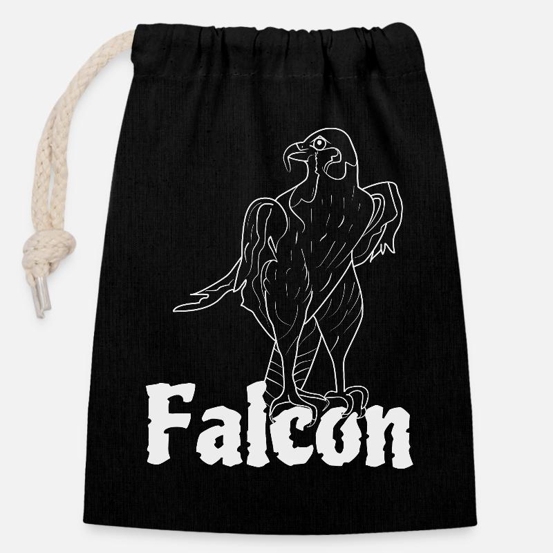 Falcon - Closable cotton gift bag (14x20cm) - black