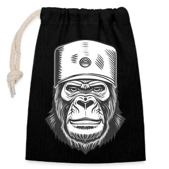 Gorilla - Closable cotton gift bag (14x20cm) - black - Front