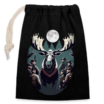 Moose King - Closable cotton gift bag (14x20cm) - black - Front