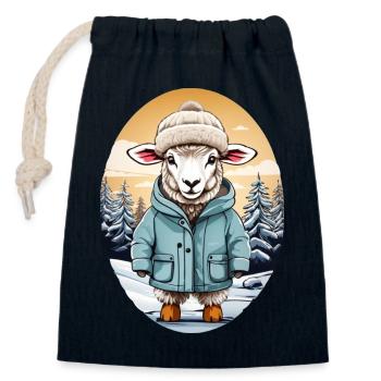 Sweet Sheep - Closable cotton gift bag (14x20cm) - navy - Front