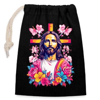 Mon Dieu - Sac cadeau en coton avec cordon (14 x 20 cm) - noir - Devant