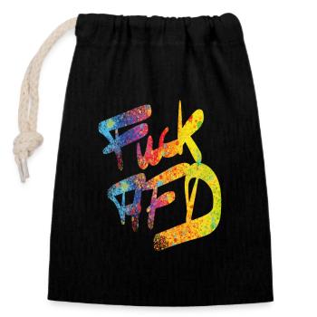Fuck AFD - Sac cadeau en coton avec cordon (14 x 20 cm) - noir - Devant