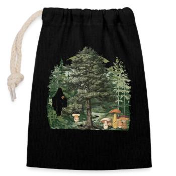 Waldbewohner Geist Pilze Gespenst Naturliebhaber - Verschließbarer Geschenkbeutel aus Baumwolle (14x20cm) - Schwarz - Vorne