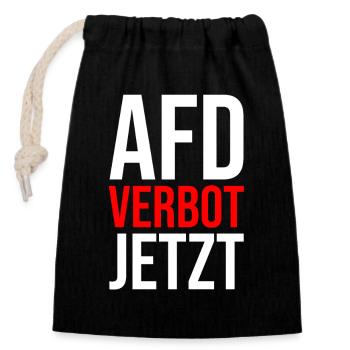 AFD VERBOT JETZT - Verschließbarer Geschenkbeutel aus Baumwolle (14x20cm) - Schwarz - Vorne