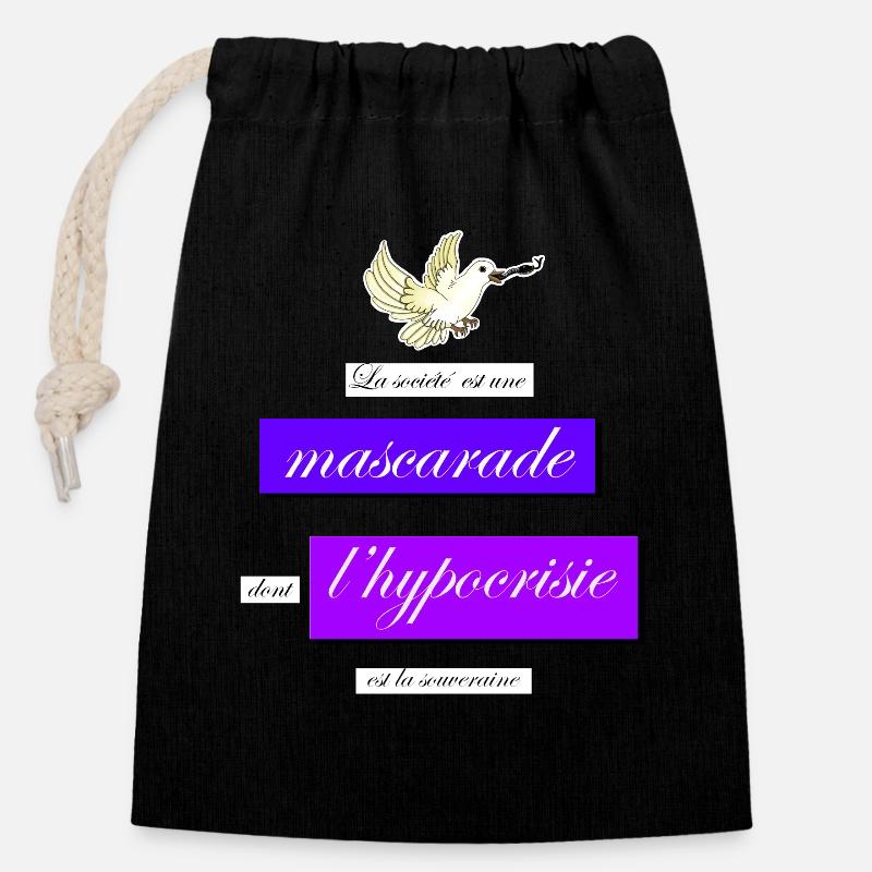 hypocrisie - Sac cadeau en coton avec cordon (14 x 20 cm) - noir