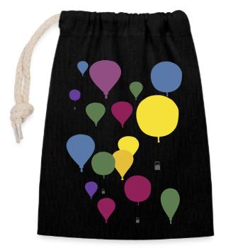 Bunte Ballone - Verschließbarer Geschenkbeutel aus Baumwolle (14x20cm) - Schwarz - Vorne