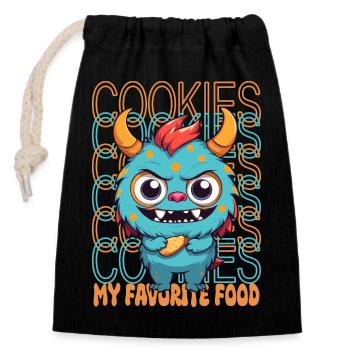 Sweet Biscuit Monster - Closable cotton gift bag (14x20cm) - black - Front