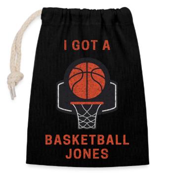 I Got A Basketball Jones Grunge - Verschließbarer Geschenkbeutel aus Baumwolle (14x20cm) - Schwarz - Vorne