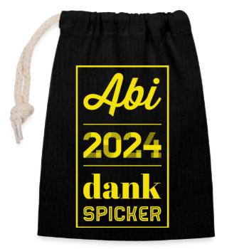 Abi 2024 Saying - Closable cotton gift bag (14x20cm) - black - Front