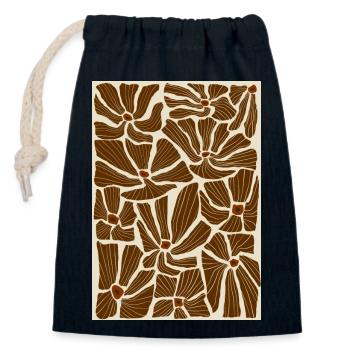 Motif de fleurs - Sac cadeau en coton avec cordon (14 x 20 cm) - bleu marine - Devant