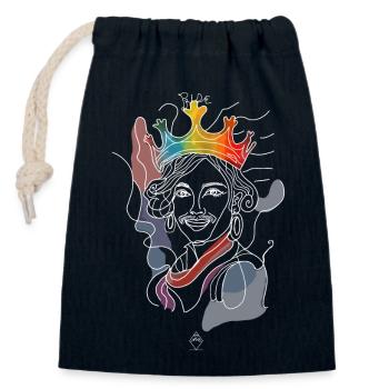Couronne de la fierté - Sac cadeau en coton avec cordon (14 x 20 cm) - bleu marine - Devant