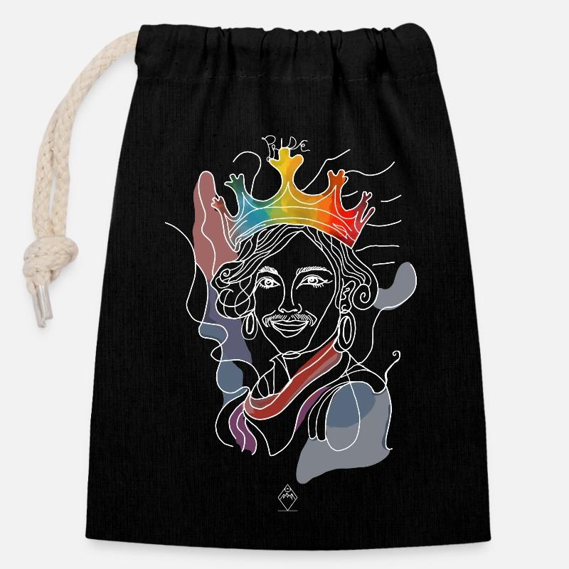 Pride Crown - Closable cotton gift bag (14x20cm) - black