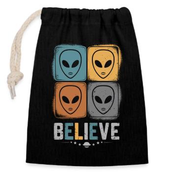 Belief in the incomprehensible space - Closable cotton gift bag (14x20cm) - black - Front