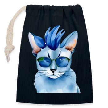 Really cool punk rock cat cat shirt gift - Closable cotton gift bag (14x20cm) - navy - Front