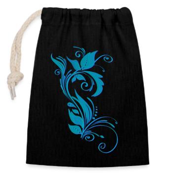 Blue and purple ornamental pattern - Closable cotton gift bag (14x20cm) - black - Front