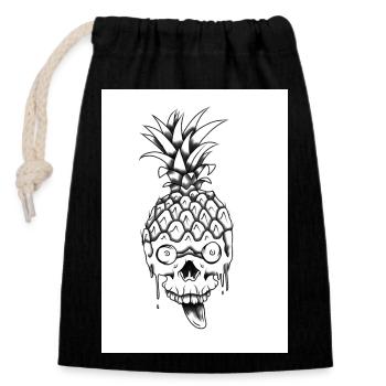 Crazy Pineapple - Verschließbarer Geschenkbeutel aus Baumwolle (14x20cm) - Schwarz - Vorne