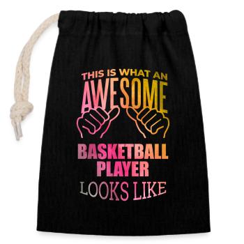 Basketball - Closable cotton gift bag (14x20cm) - black - Front