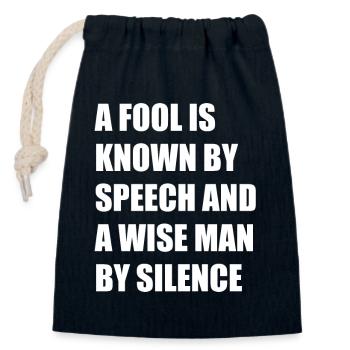 A fool is known by his speech - Closable cotton gift bag (14x20cm) - navy - Front