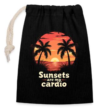 Les couchers de soleil sont mon cardio - Sac cadeau en coton avec cordon (14 x 20 cm) - noir - Devant