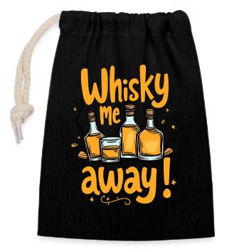 WHISKY ME AWAY! WHISKY - Verschließbarer Geschenkbeutel aus Baumwolle (14x20cm) - Schwarz - Vorne