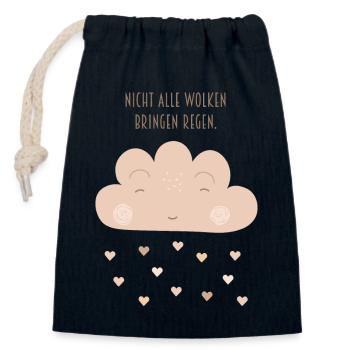 Not all clouds bring rain beige boho hearts - Closable cotton gift bag (14x20cm) - navy - Front