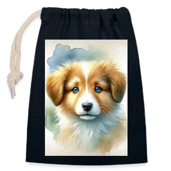 Aquarell Puppy - Closable cotton gift bag (14x20cm) - navy - Front