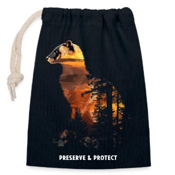Preserve & Protect Marder Tier Wald Natur - Verschließbarer Geschenkbeutel aus Baumwolle (14x20cm) - Navy - Vorne