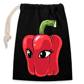 Poivrons Poivrons Légumes Végétarien Cuisinier Chefs - Sac cadeau en coton avec cordon (14 x 20 cm) - noir - Devant