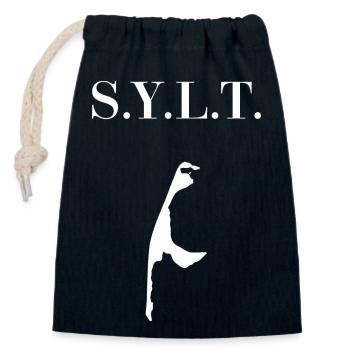 Sylt - Closable cotton gift bag (14x20cm) - navy - Front