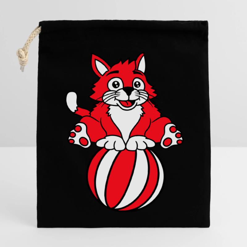 Circus Cat Balanced Beach Ball Game Fun Fun Closable cotton gift bag (14x20cm)