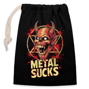 Metal Sucks Skull mit Pentagramm, Totenkopf - Verschließbarer Geschenkbeutel aus Baumwolle (14x20cm) - Schwarz - Vorne
