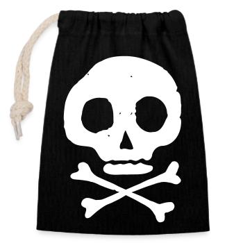 Skull & Bones - Closable cotton gift bag (14x20cm) - black - Front