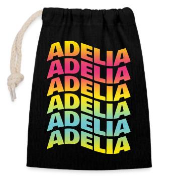 Adelia T-Shirt T-Shirt mit Text Welleneffekt - Verschließbarer Geschenkbeutel aus Baumwolle (14x20cm) - Schwarz - Vorne