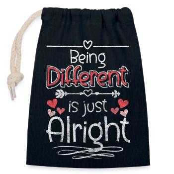 Unique, Individuel, Humanité - Sac cadeau en coton avec cordon (14 x 20 cm) - bleu marine - Devant