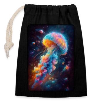 Oeuvre de méduse cosmique - Sac cadeau en coton avec cordon (14 x 20 cm) - noir - Devant